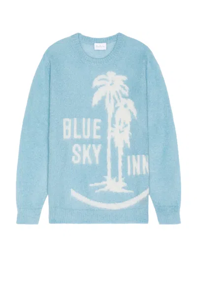 Blue Sky Inn Mohair Sweater With Palms In Arctic Blue