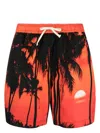 Blue Sky Inn Printed Swimming Trunks In Orange