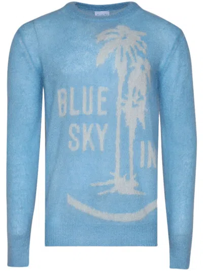 Blue Sky Inn Palm Print Mohair Jumper In Blue