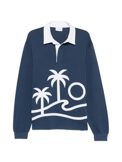 Blue Sky Inn Palm-embroidered Polo Shirt In Blue