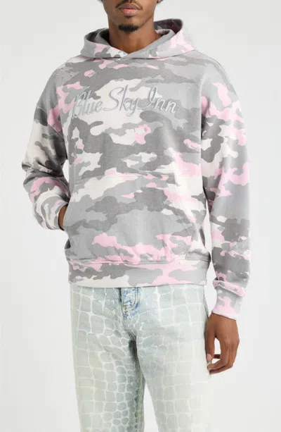Blue Sky Inn Pink Camo Distressed Cotton Hoodie