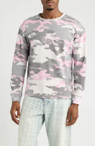 Blue Sky Inn Pink Camo Long Sleeve Cotton Waffle T-shirt