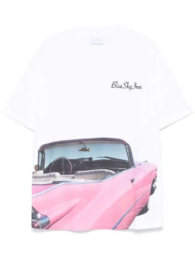 Blue Sky Inn Pink Car T-shirt In White