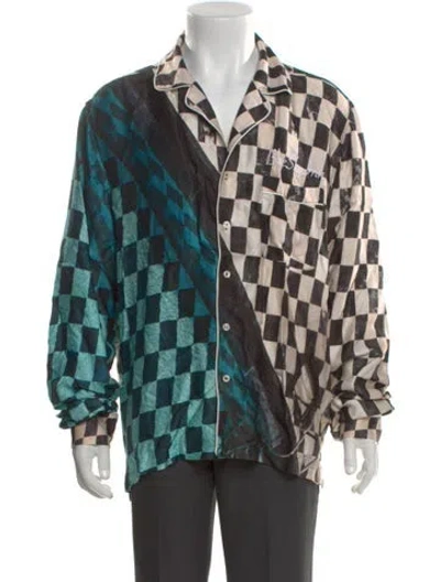 Pre-owned Blue Sky Inn Plaid Print Long Sleeve Shirt In Green