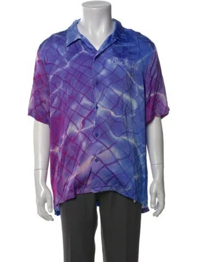 Pre-owned Blue Sky Inn Plaid Print Short Sleeve Shirt In Purple