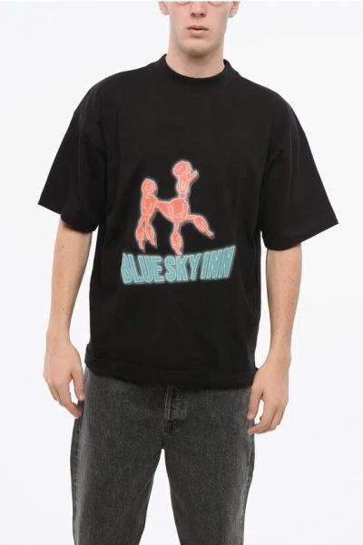 Blue Sky Inn Printed Cotton T-shirt In Black