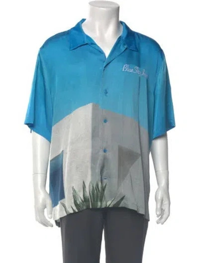 Pre-owned Blue Sky Inn Printed Short Sleeve Shirt In Blue