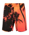 Blue Sky Inn Palm-tree Print Swim Shorts In Black