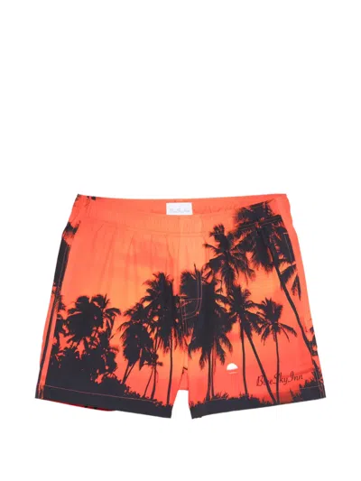 Blue Sky Inn Sunset Palms Badeshorts In Orange