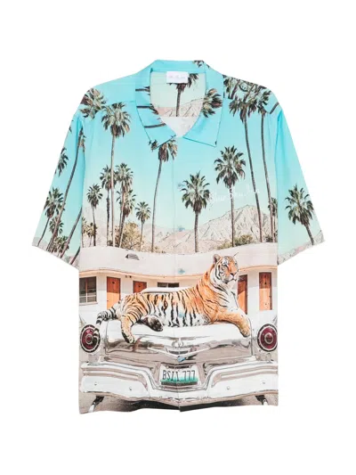 Blue Sky Inn Tiger-print Camp-collar Shirt In Multi