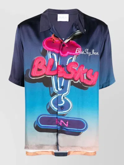 Blue Sky Inn Viscose Shirt Camp Collar Graphic Print In Multi