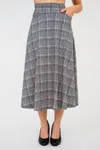 Blue Sky Papers Long Plaid Skirt In Black Plaid