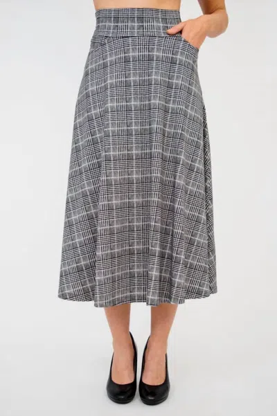 Blue Sky Papers Long Plaid Skirt In Black Plaid In Multi