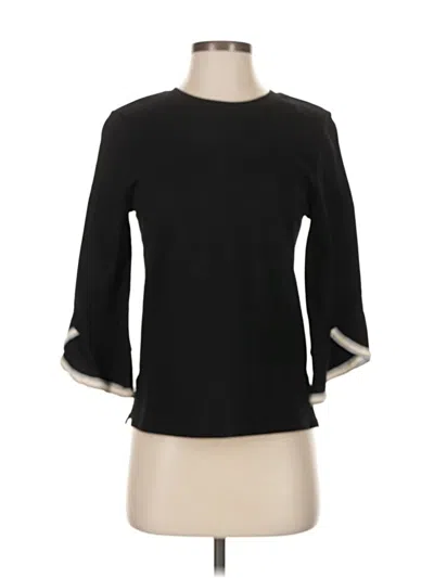 Pre-owned Blue Tassel 3/4 Sleeve Top Black Crew Neck Tops