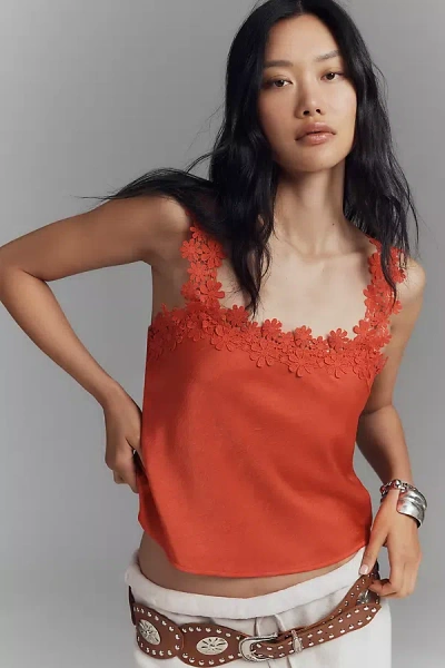 Blue Tassel Sleeveless Floral Top In Pink