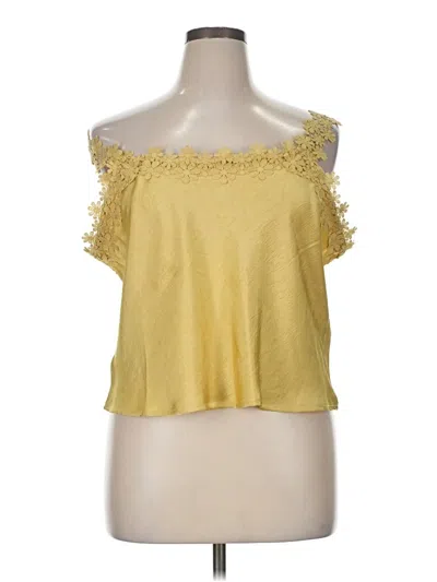 Pre-owned Blue Tassel Tank Top Yellow Strapless Neckline Tops