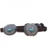 Blue Tortoise Women's Western Concho With Stone Pu Leather Belt L/xl In Blue In Black
