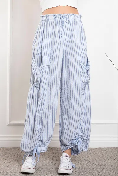 Blue Velvet Lobby Cargo Joggers In Blue