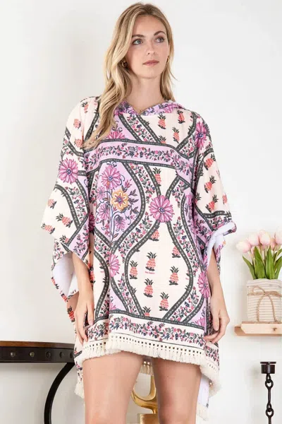 Blue Velvet Positive Thoughts Top In Cream, Pink, Multi In White