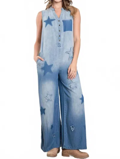Blue Velvet Rugged Stars Jumpsuit In Blue