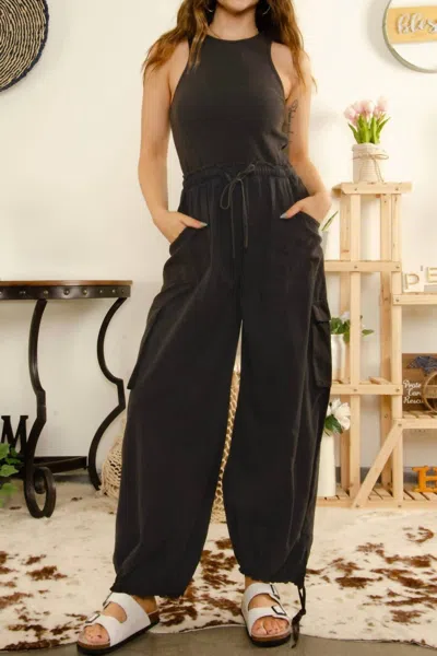Blue Velvet Slow It Down Jumpsuit In Black