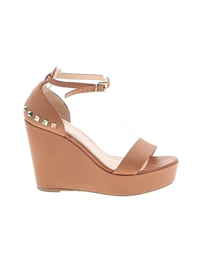 Pre-owned Blue Velvet Wedges In Brown