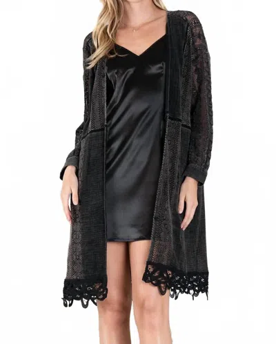 Blue Velvet Women's Lace Inset Cardigan In Black