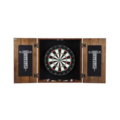 Blue Wave Hathaway Drifter Solid Wood Dartboard & Cabinet Set Rustic Oak