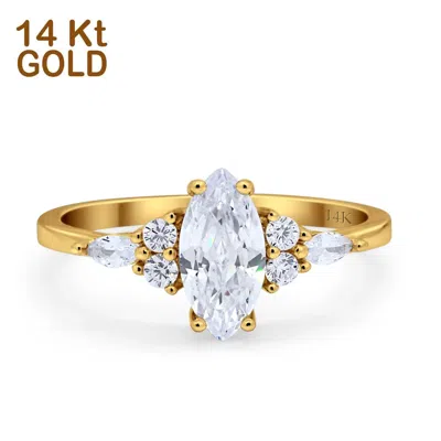 Pre-owned Blueappleco 14k Yellow Gold Vintage Style Marquise Simulated Cz Wedding Engagement Ring In Pink