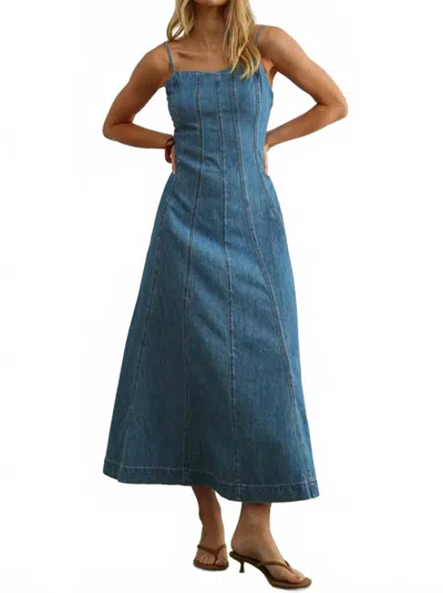 Bluebell Spaghetti Strap Maxi Dress In Denim In Blue