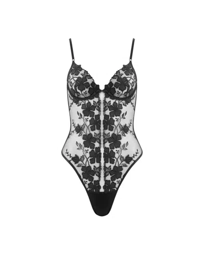 Bluebella Alara Floral Sheer Bodysuit Black