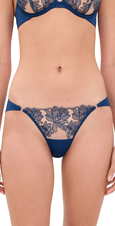 Bluebella Avery Floral Embroidered Panties Navy Peony/sheer In Blue