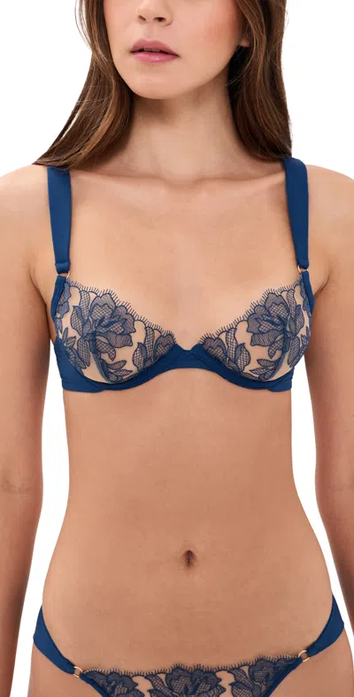 Bluebella Avery Wired Bra Navy Peony/sheer In Blue