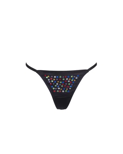 Bluebella Bb X Ashish Multicolour Diamante Satin Thong In Black