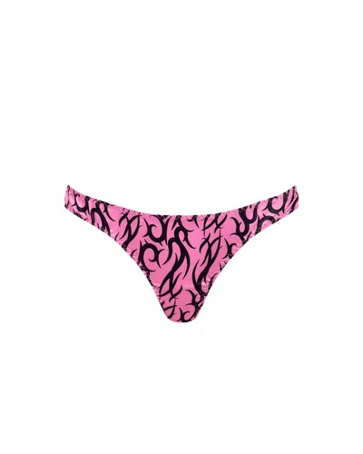 Bluebella Bb X Ashley Williams Tattoo Print Luxury Satin Thong In Pink