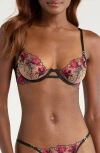 Bluebella Calista Embroidered Mesh Underwire Bra In Multi