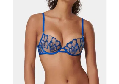 Bluebella Catalina Embroidered Mesh Underwire Bra In Egyptian Blue