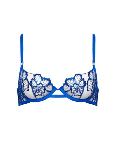 Bluebella Catalina Embroidered Mesh Underwire Bra In Egyptian Blue