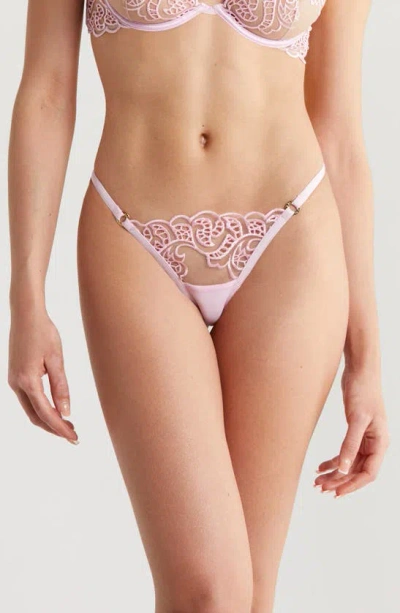 Bluebella Cecily Embroidered Mesh Briefs In Pirouette Pink/sheer