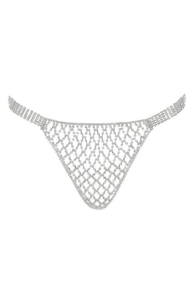 Bluebella Elsa Embellished Chain Thong In Silver/clear