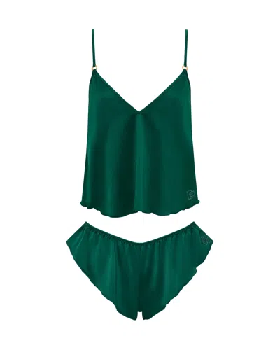 Bluebella Faye Luxury Satin Cami And Short Set Aventurine Green