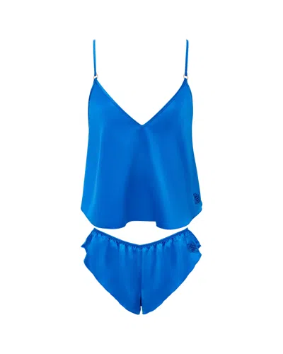 Bluebella Faye Luxury Satin Cami Top And Short Set Egyptian Blue