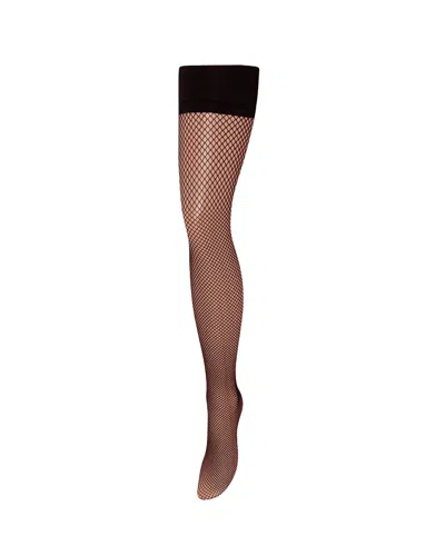 Bluebella Fishnet Leg/plain Top Stockings Black In Multi