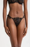 Bluebella Gabriella Embroidered Mesh Thong In Black