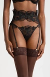 Bluebella Gabriella Waspie Suspender Belt With Detachable Suspenders In Black