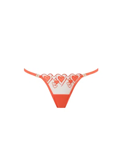 Bluebella Harlow Open Back Heart Thong Coral In Orange