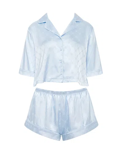 Bluebella Helene Luxury Satin Short Pyjama Set Ice Water Blue In Multi
