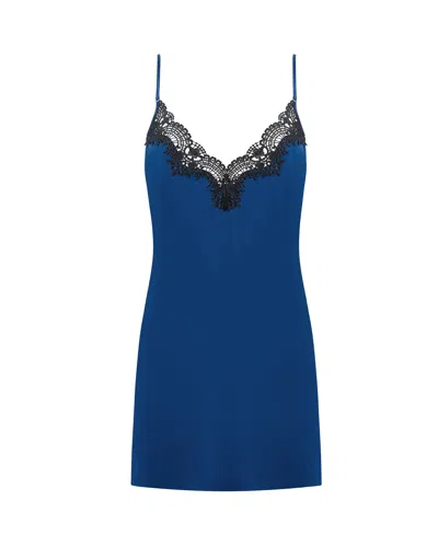 Bluebella Ida Luxury Satin Short Chemise Navy Peony/black In Blue