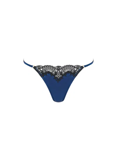 Bluebella Ida Luxury Satin Thong Navy Peony/black In Blue