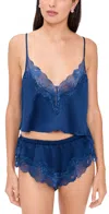 Bluebella Womens Navy Peony Isabella Luxury Embroidered Woven Pyjama Set In Blue